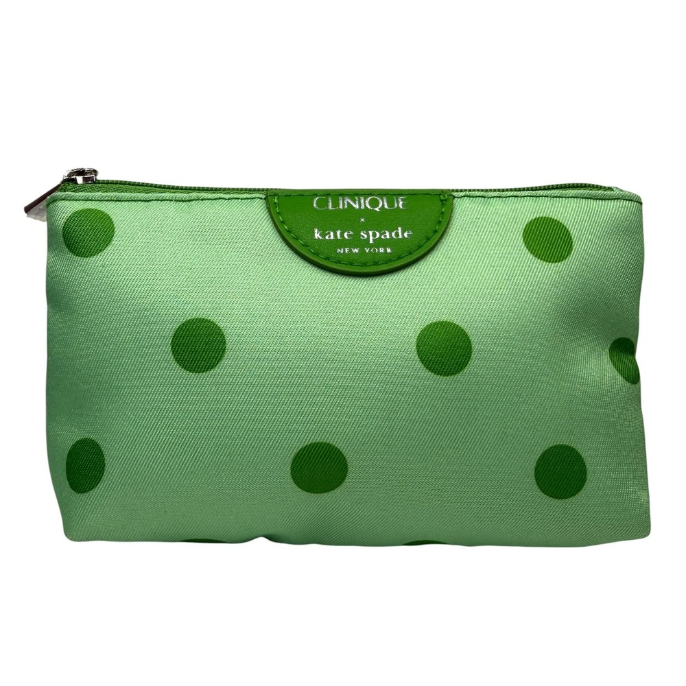 Clinique x Kate Spade New York Green Polka Dot Makeup Cosmetic Pouch Bag Travel